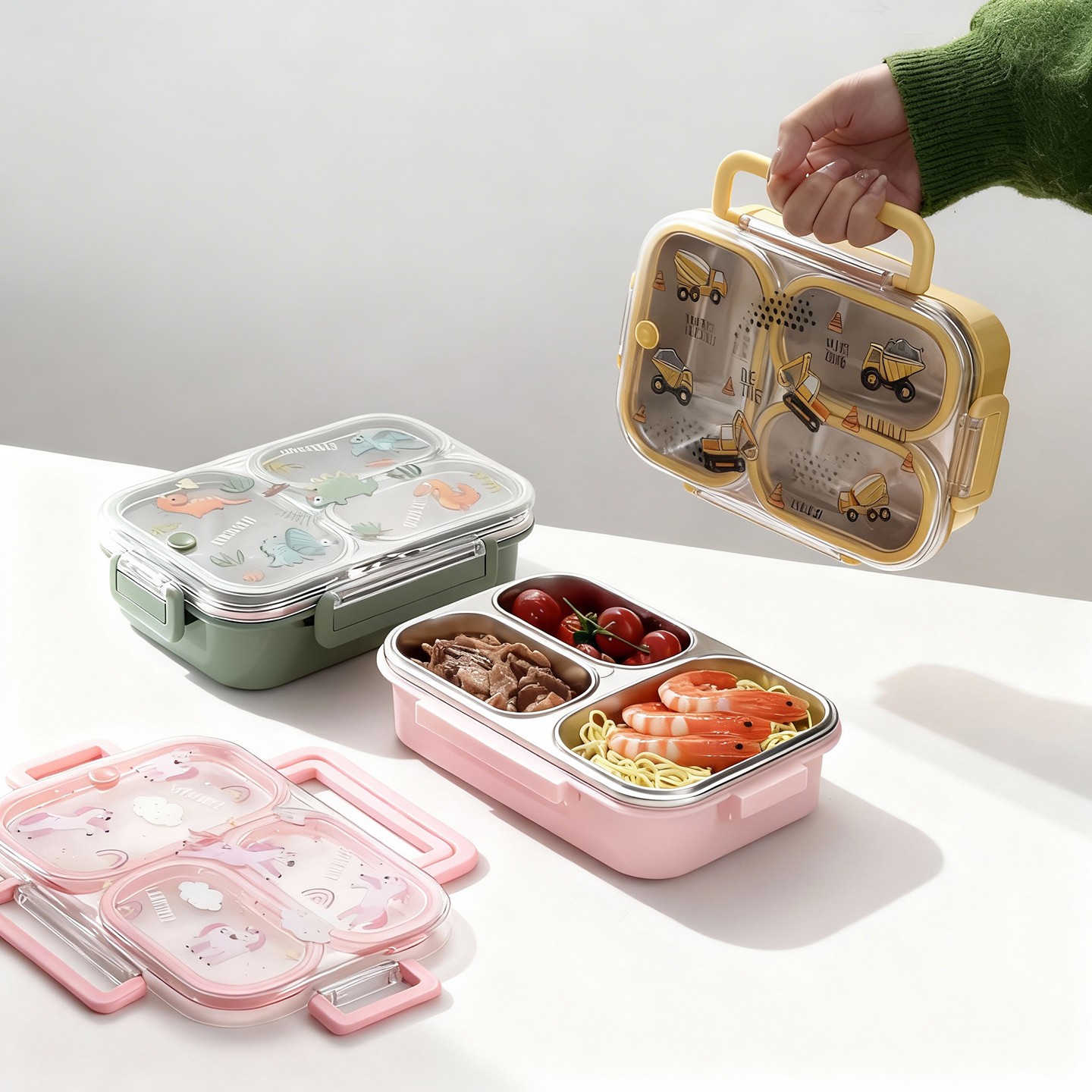 Baby Food Organizer - Duży, pojemny, kreskówkowy lunchbox dla dzieci